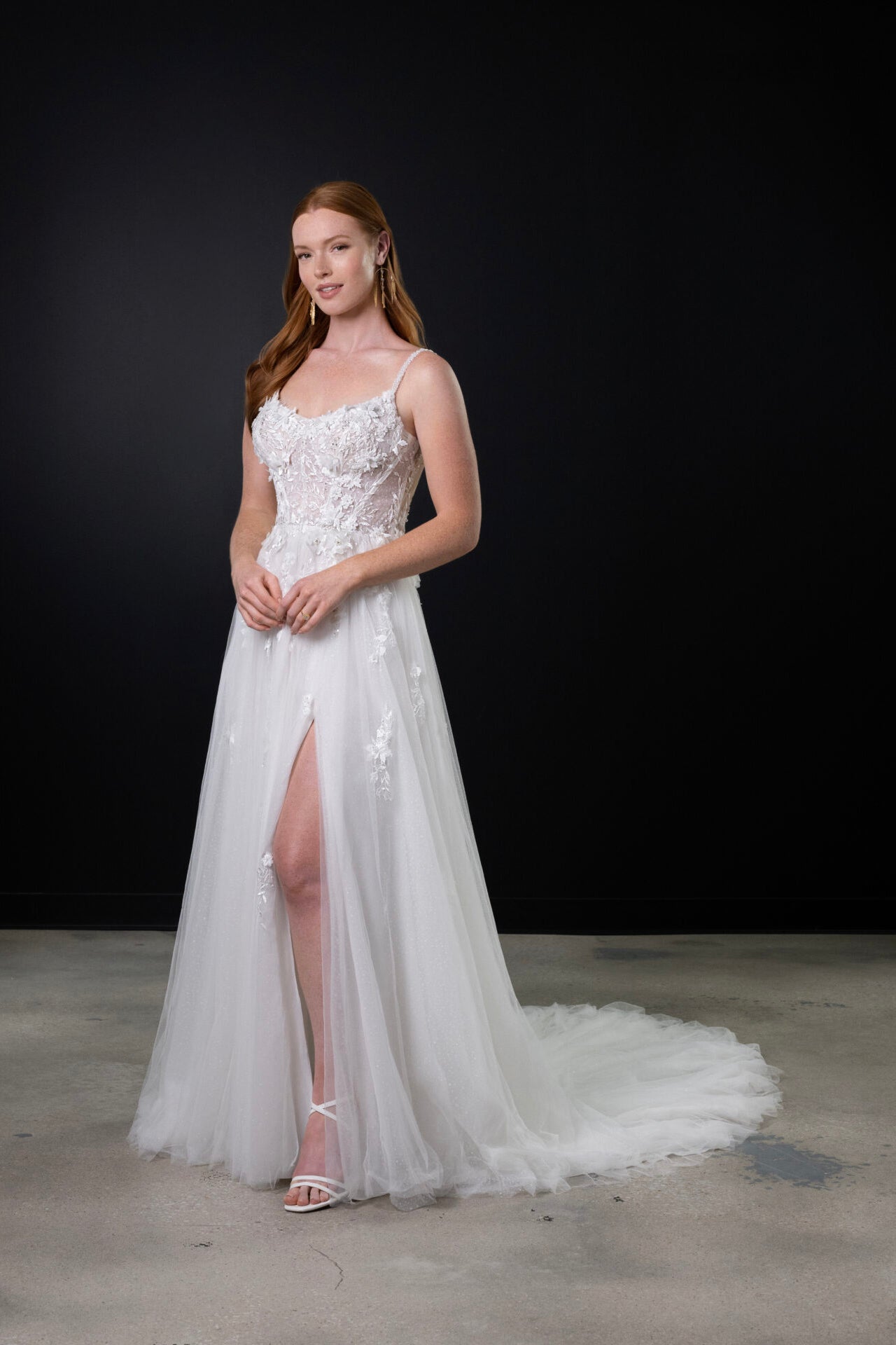 1667 by Martina Liana A line Wedding Dress With Pearl Straps The White Flower