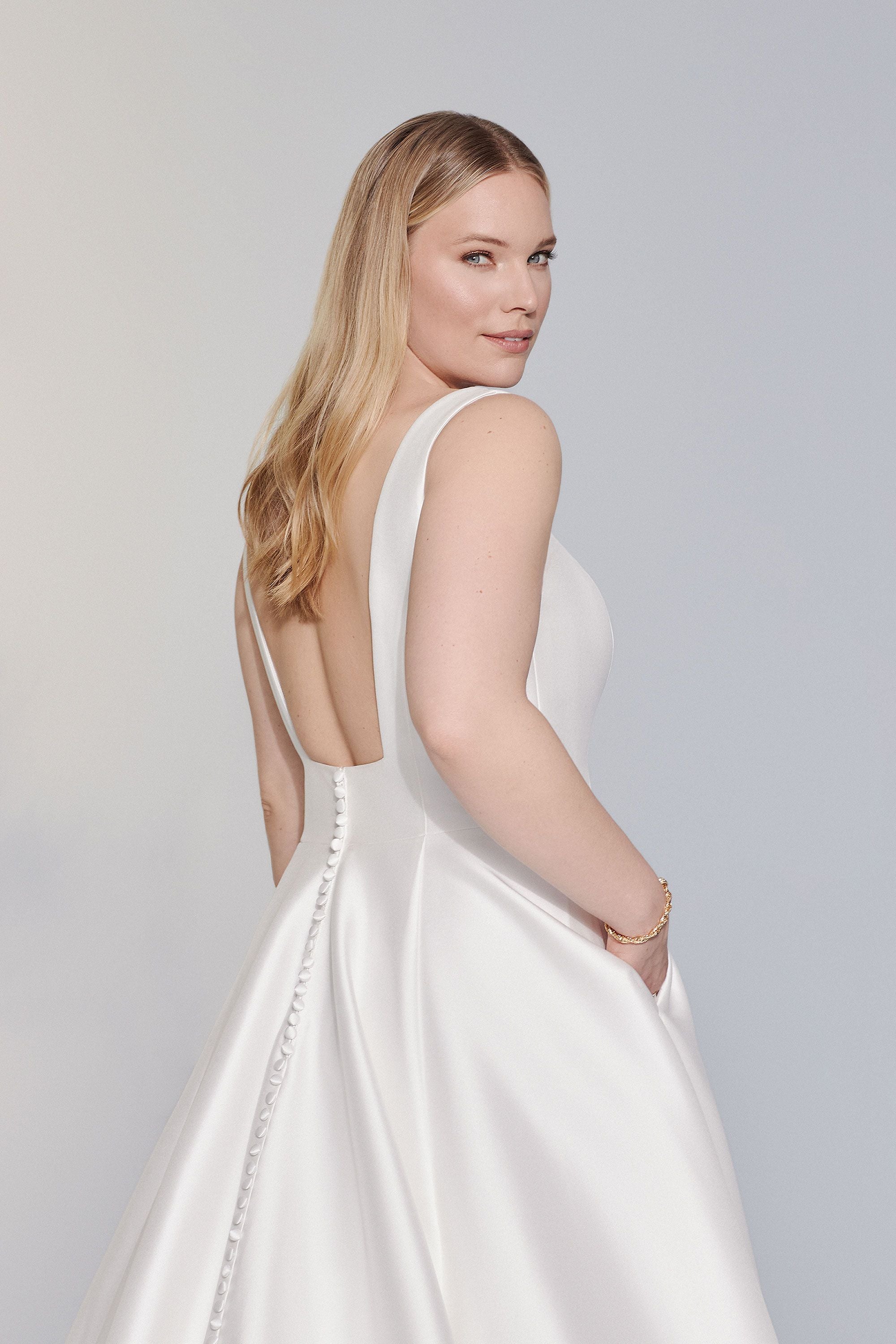 Charleston Plus Size by Justin Alexander Signature Square Neck Stretch Mikado Ball Gown The White Flower